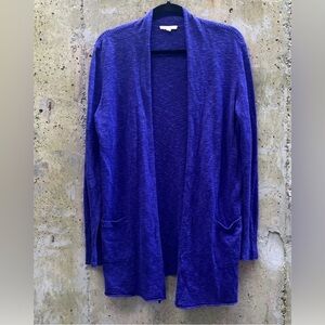 #56 Eileen Fisher Open-Front Deep Blue Purple Cardigan with pockets